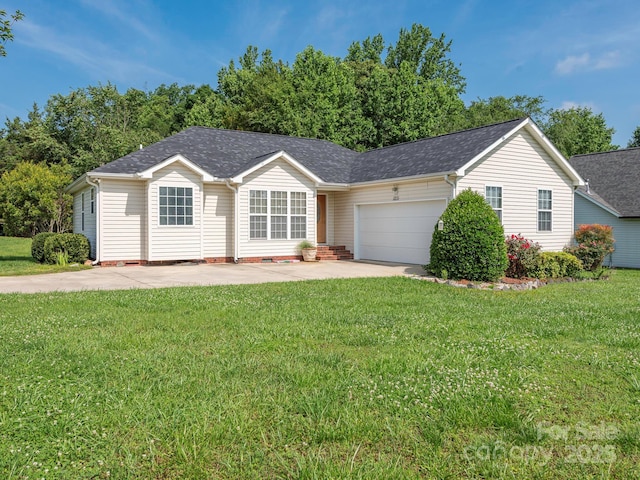 1271 Applewood Ln, York, SC 29745 - ranch-style house with a front lawn, an attached garage, a shingled roof, and concrete driveway