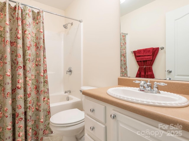 1271 Applewood Ln, York, SC 29745 - bathroom featuring vanity, toilet, and shower / bathtub combination with curtain