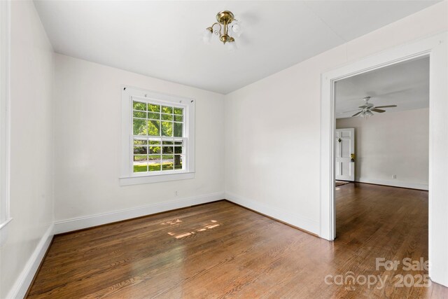 505 Franklin Ave, Shelby, NC 28150 - empty room featuring wood finished floors, baseboards, and ceiling fan