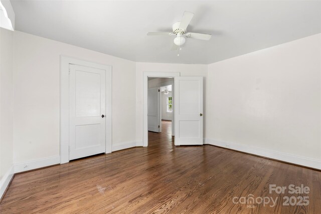 505 Franklin Ave, Shelby, NC 28150 - spare room with baseboards, ceiling fan, and wood finished floors