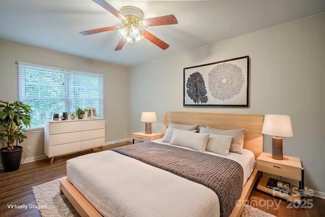 7320 Ritter Dr, Charlotte, NC 28270 - bedroom featuring wood finished floors and a ceiling fan