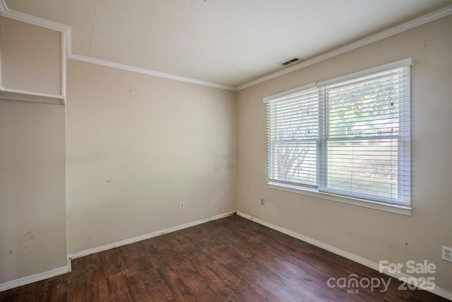 7320 Ritter Dr, Charlotte, NC 28270 - empty room featuring dark wood-style floors and crown molding