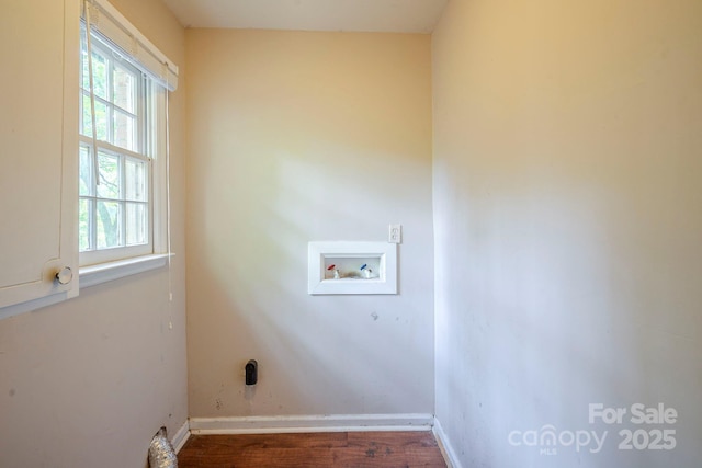 7320 Ritter Dr, Charlotte, NC 28270 - washroom featuring plenty of natural light, hookup for a washing machine, and wood finished floors
