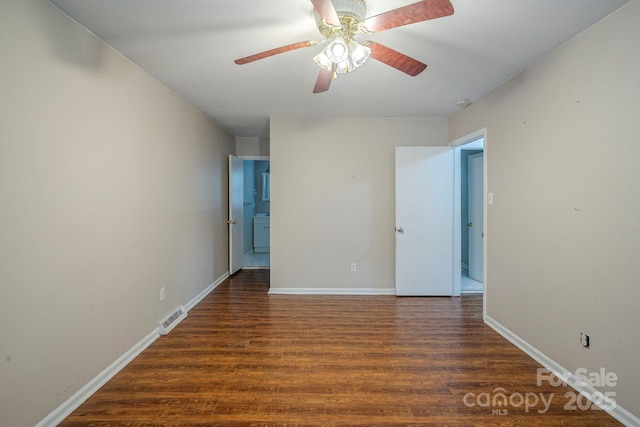 7320 Ritter Dr, Charlotte, NC 28270 - empty room featuring dark wood finished floors and ceiling fan