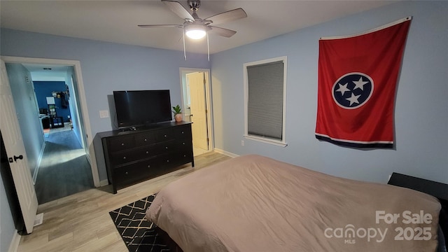 10 Haven Crest Ln, Fletcher, NC 28732 - bedroom featuring light wood finished floors, baseboards, and a ceiling fan