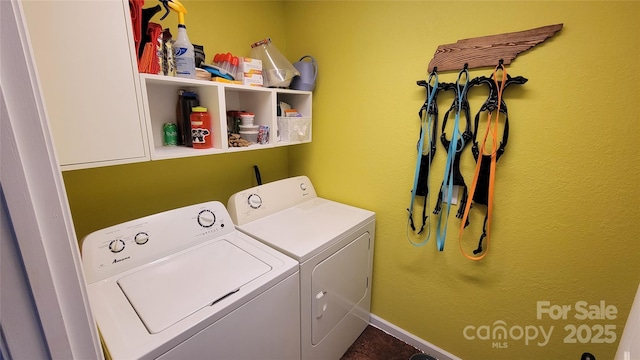 10 Haven Crest Ln, Fletcher, NC 28732 - laundry room featuring cabinet space and independent washer and dryer