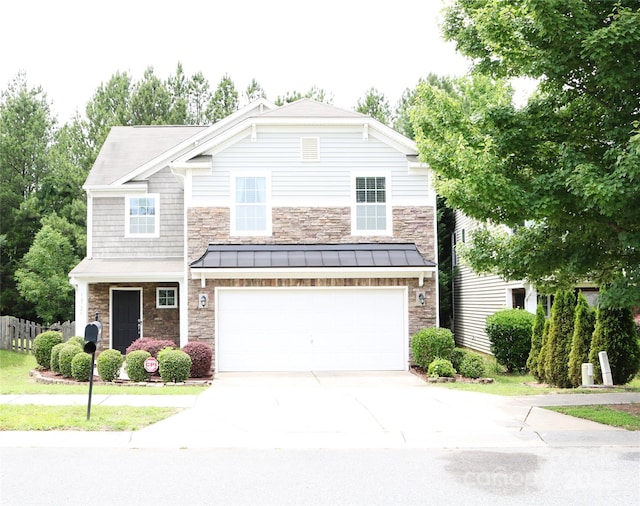 10726 Greenhead View Rd, Charlotte, NC 28262 - view of front of house with stone siding, driveway, and a garage