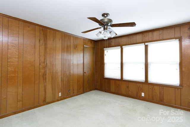 205 Hillcrest Ave, Rock Hill, SC 29732 - carpeted empty room featuring wooden walls and ceiling fan