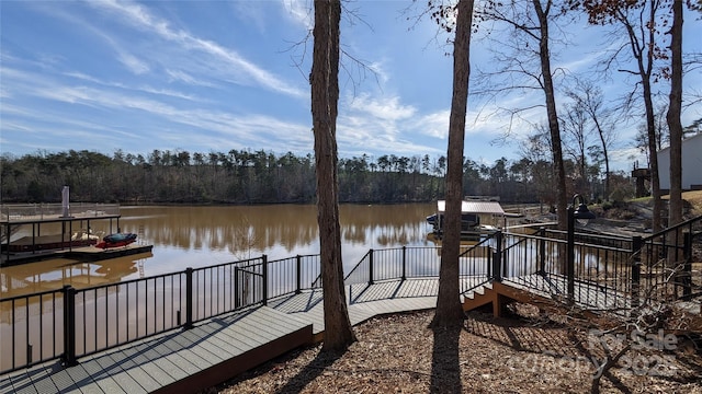 16142 Commodore Dr, Lancaster, SC 29720 - dock featuring a water view and a forest view