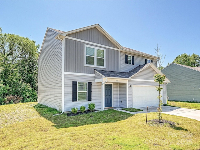323 J C Dellinger Rd, Cherryville, NC 28021 - view of front of property with concrete driveway, an attached garage, and a front lawn
