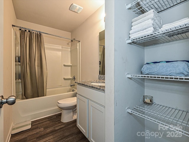 323 J C Dellinger Rd, Cherryville, NC 28021 - full bathroom featuring shower / bath combination with curtain, wood finished floors, and vanity