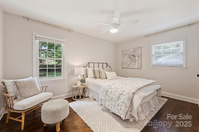 6938 Wrentree Dr, Charlotte, NC 28210 - bedroom with baseboards, wood finished floors, and ceiling fan