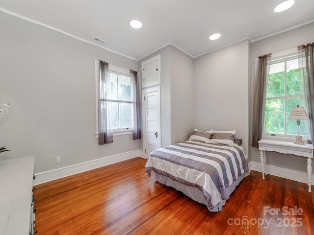 128 W End St, Chester, SC 29706 - bedroom with ornamental molding, baseboards, wood finished floors, and recessed lighting