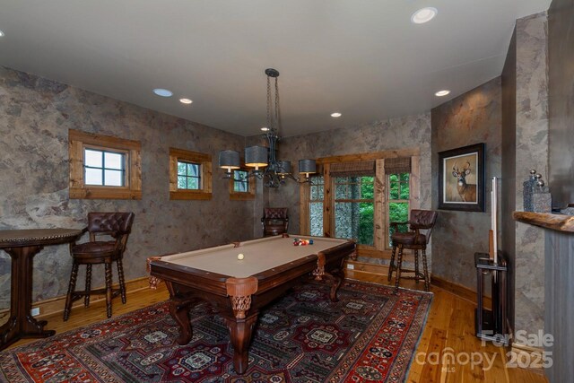 610 Rocky Pkwy Unit 52, 47A, Banner Elk, NC 28604 - recreation room featuring wood finished floors, billiards, recessed lighting, and baseboards