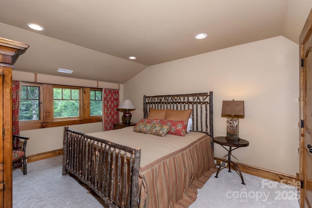610 Rocky Pkwy Unit 52, 47A, Banner Elk, NC 28604 - carpeted bedroom with vaulted ceiling, baseboards, and recessed lighting