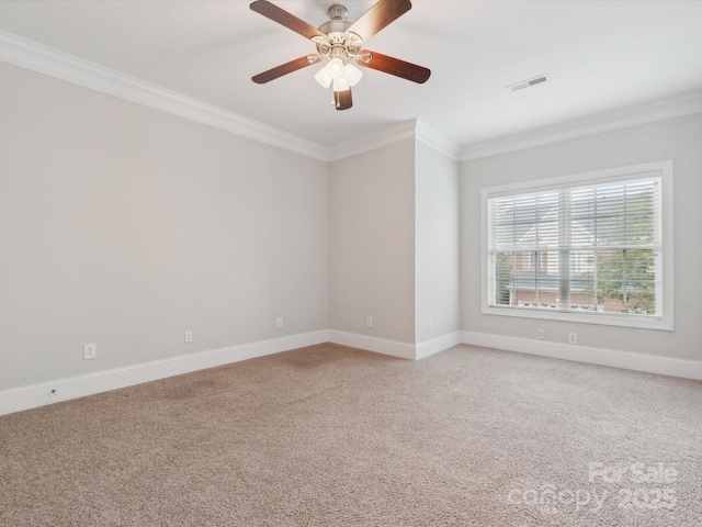 705 Congressional Ln, Fort Mill, SC 29708 - spare room featuring ornamental molding, light carpet, baseboards, and a ceiling fan