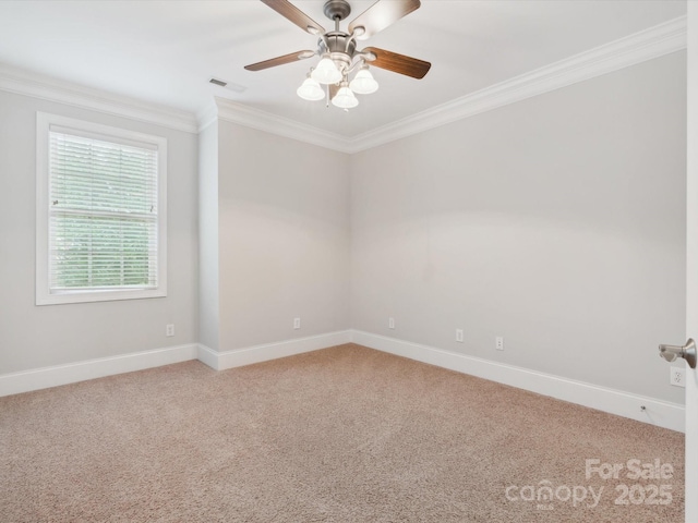705 Congressional Ln, Fort Mill, SC 29708 - spare room with light carpet, ornamental molding, baseboards, and ceiling fan