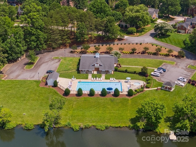 705 Congressional Ln, Fort Mill, SC 29708 - aerial view of a pool area and a large body of water