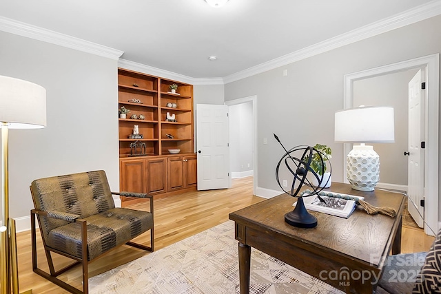 3324 Greenhurst Dr, Weddington, NC 28104 - office area featuring ornamental molding, light wood-style flooring, and baseboards