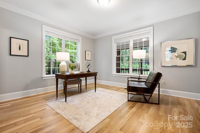 3324 Greenhurst Dr, Weddington, NC 28104 - office with crown molding, light wood-style flooring, and baseboards