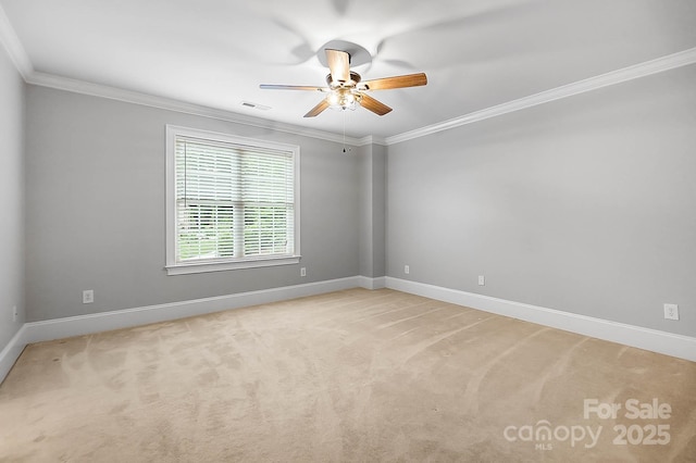 3324 Greenhurst Dr, Weddington, NC 28104 - empty room featuring crown molding, ceiling fan, light carpet, and baseboards