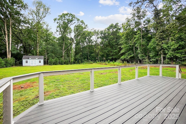 3324 Greenhurst Dr, Weddington, NC 28104 - wooden deck with an outbuilding and a lawn