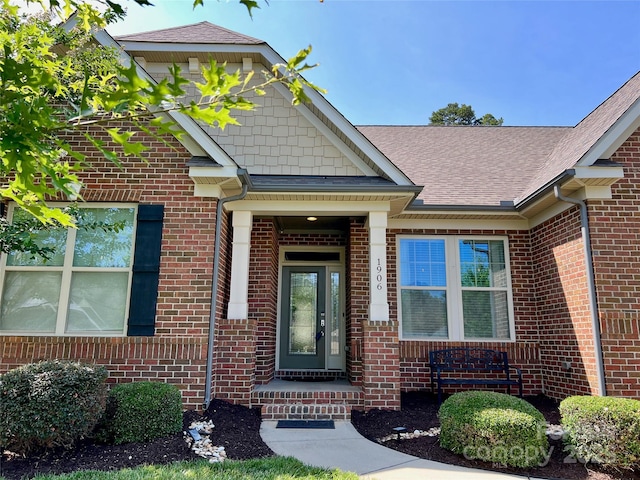 1906 Pensco Pond Ct, Waxhaw, NC 28173 - doorway to property with brick siding and roof with shingles
