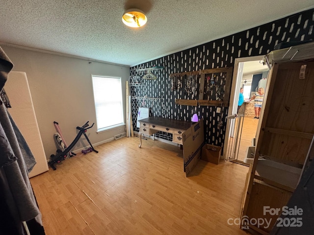 13211 Asbury Chapel Rd, Huntersville, NC 28078 - office area featuring wood finished floors and a textured ceiling