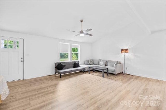 221 Reliance Rd, Kings Mountain, NC 28086 - living room with light wood-style flooring, a ceiling fan, healthy amount of natural light, and vaulted ceiling