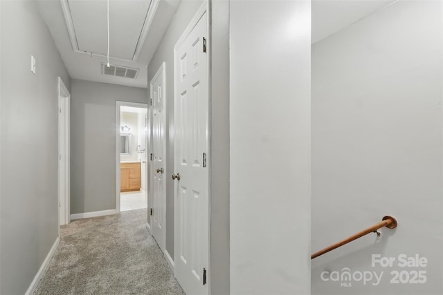 1517 E Barden Rd, Charlotte, NC 28226 - hallway with attic access and carpet flooring