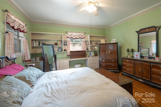 100 S Rudisill Ave, Cherryville, NC 28021 - bedroom featuring dark wood finished floors and a ceiling fan