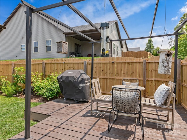 218 Water Leaf Dr, Weaverville, NC 28787 - wooden terrace with grilling area
