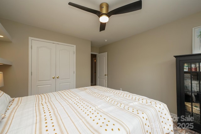 2908 Barnard Castle Ln, Matthews, NC 28104 - bedroom featuring a closet and a ceiling fan