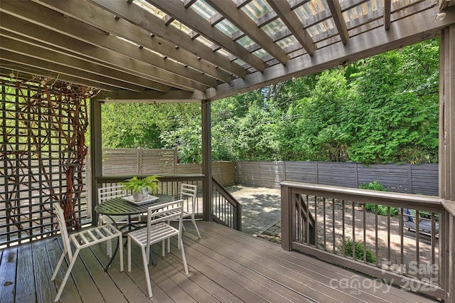 1417 The Plz, Charlotte, NC 28205 - deck featuring a fenced backyard, a pergola, and outdoor dining area