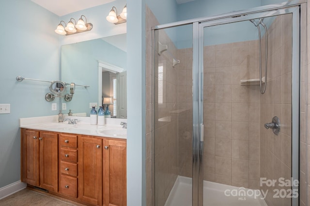 506 Academy St, Mcadenville, NC 28101 - full bathroom featuring a shower stall and double vanity