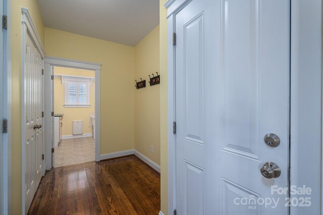 506 Academy St, Mcadenville, NC 28101 - corridor featuring dark wood-type flooring and baseboards