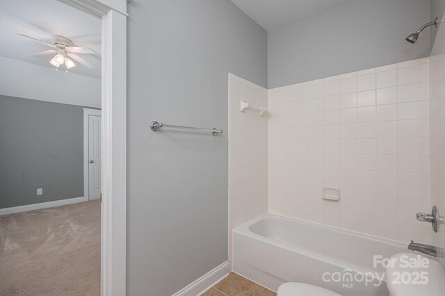 506 Academy St, Mcadenville, NC 28101 - full bathroom with a ceiling fan, shower / tub combination, and baseboards