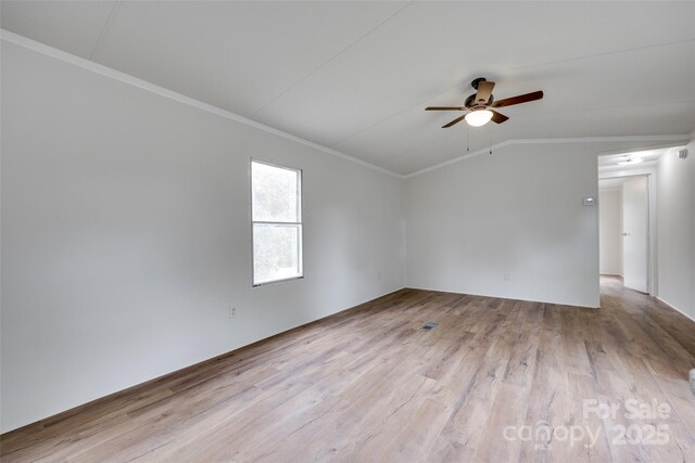 976 Neely Store Rd, Rock Hill, SC 29730 - empty room with vaulted ceiling, wood finished floors, a ceiling fan, and ornamental molding
