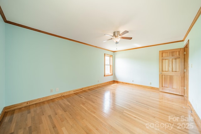 12705 Caldwell Rd, Charlotte, NC 28213 - unfurnished room with ornamental molding, ceiling fan, and light wood-style floors