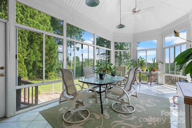 3541 Blankenship Dr, Morganton, NC 28655 - sunroom / solarium featuring ceiling fan, tile patterned floors, plenty of natural light, and outdoor dining area