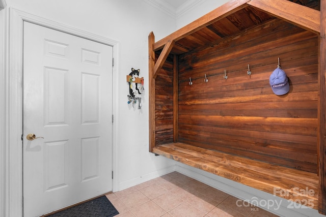3541 Blankenship Dr, Morganton, NC 28655 - mudroom with light tile patterned flooring and ornamental molding