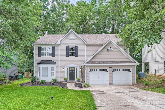7810 Leisure Ln, Huntersville, NC 28078 - view of front facade with driveway, a front yard, an attached garage, and roof with shingles