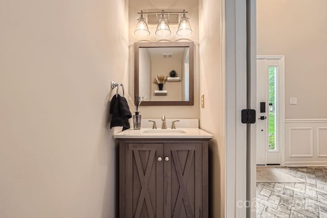 7810 Leisure Ln, Huntersville, NC 28078 - bathroom featuring vanity and stone finish floors