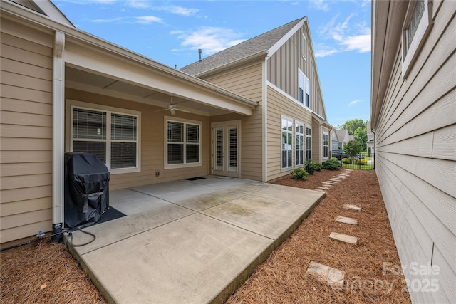 3008 Laney Pond Rd, Matthews, NC 28104 - view of patio / terrace featuring a ceiling fan and grilling area