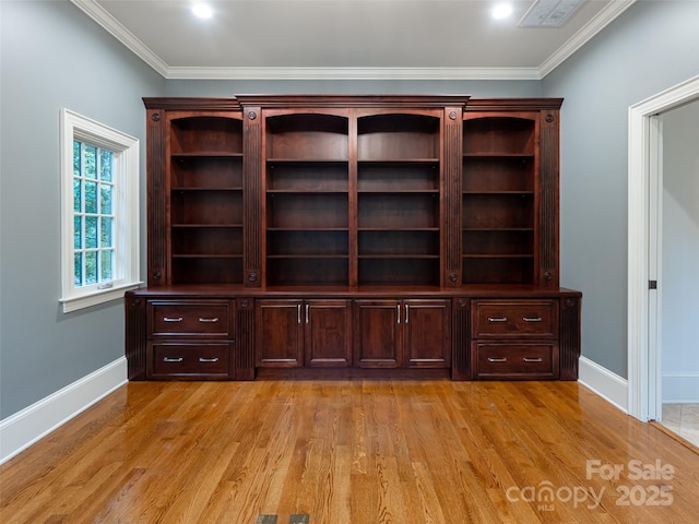 50 Brookline Dr, Asheville, NC 28803 - unfurnished office featuring baseboards, light wood-style flooring, and crown molding