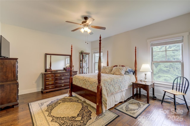 54 Asher Ln, Etowah, NC 28729 - bedroom with hardwood / wood-style floors and a ceiling fan