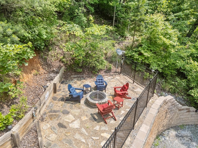 158 Raven Blvd, Lake Lure, NC 28746 - view of patio featuring a fire pit