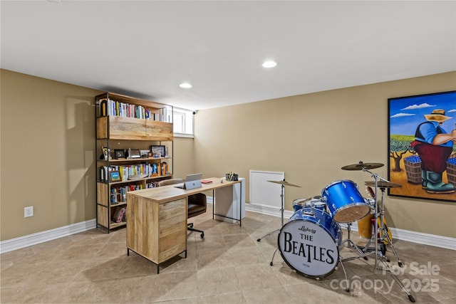 1619 Providence Rd, Charlotte, NC 28207 - tiled office with baseboards and recessed lighting