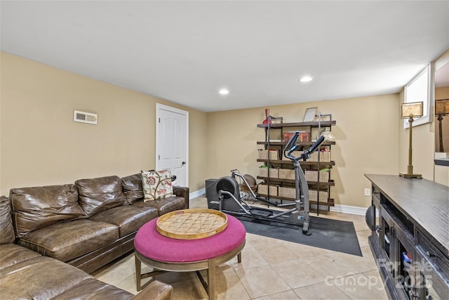 1619 Providence Rd, Charlotte, NC 28207 - living room with light tile patterned flooring, recessed lighting, and baseboards