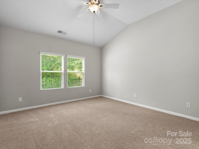 1660 Beleek Ridge Ln, Lake Wylie, SC 29710 - unfurnished room featuring ceiling fan, lofted ceiling, carpet floors, and baseboards